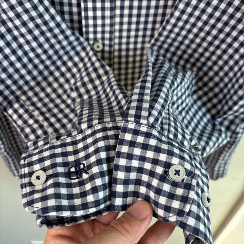 Banana Republic Slim Fit Gingham Check Long Sleeve Button Down Shirt Mens Size L